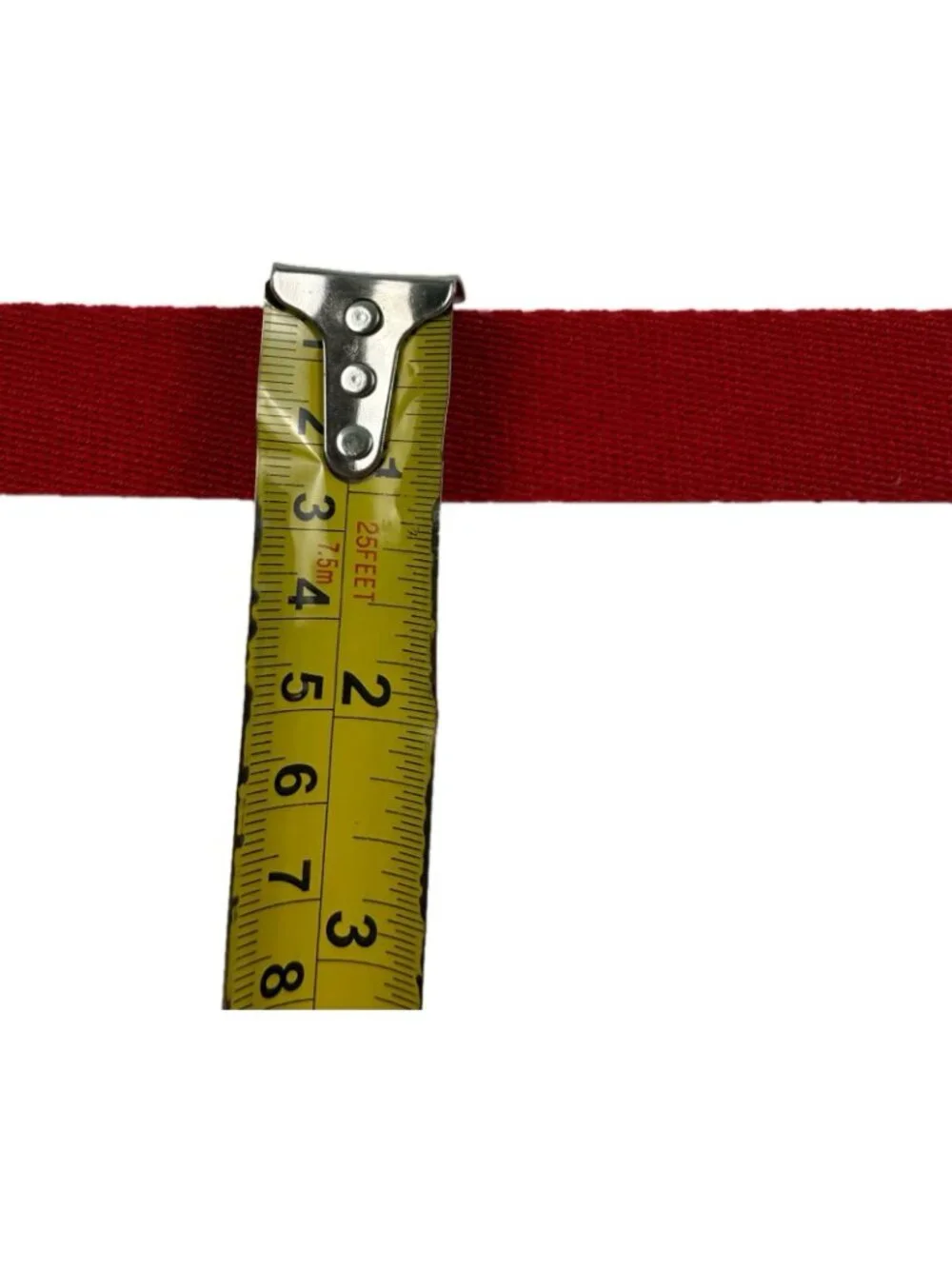 Polo Ralph Lauren Red Made in England Canvas with Leather Tabs Slim Belt 37 XL